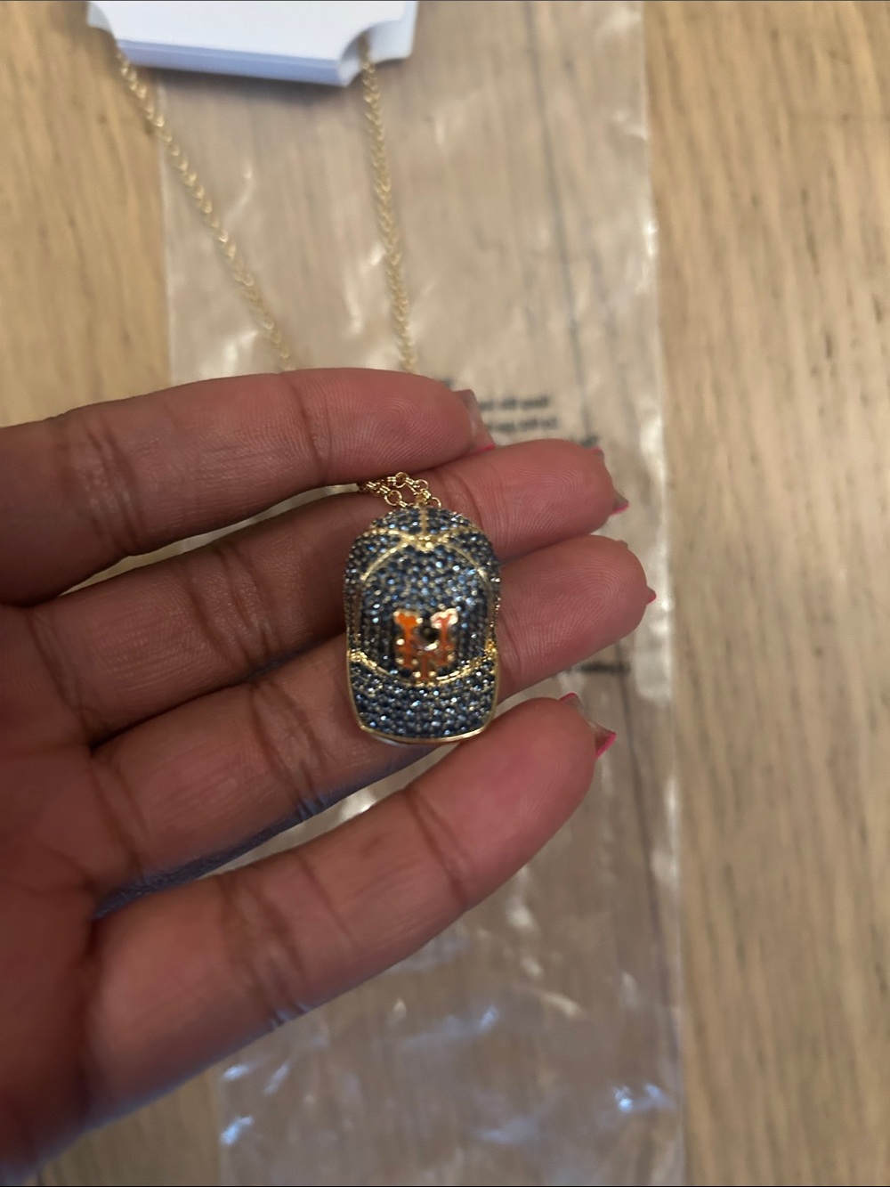 Baublebar NYC Mets Pave Blue Crystal Pendant Necklace